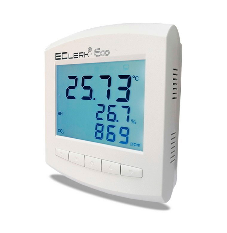 Измеритель-регистратор EClerk-Eco-M-RHTC-11 температуры, относительной влажности и уровня CO2 в воздухе с модулем LTE