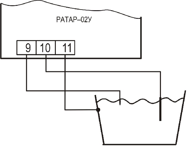 Подключение кондуктометрических датчиков уровня к терморегулятору Ратар-02У